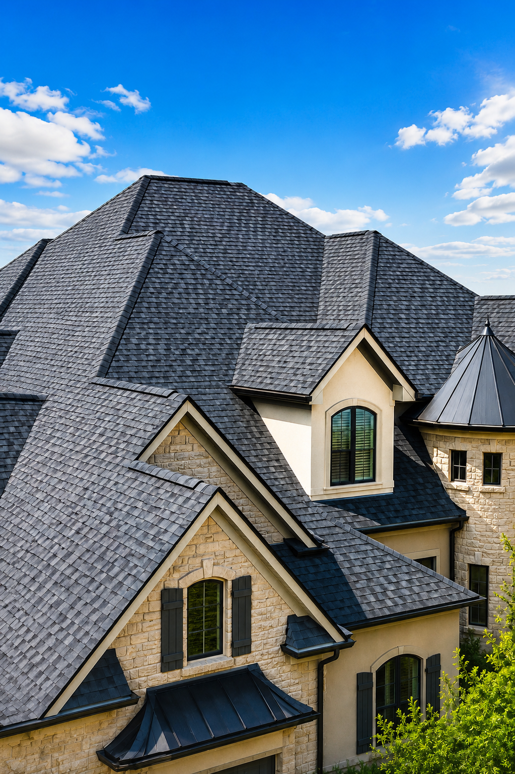 Completed residential roof by Alliance Roofing & Construction